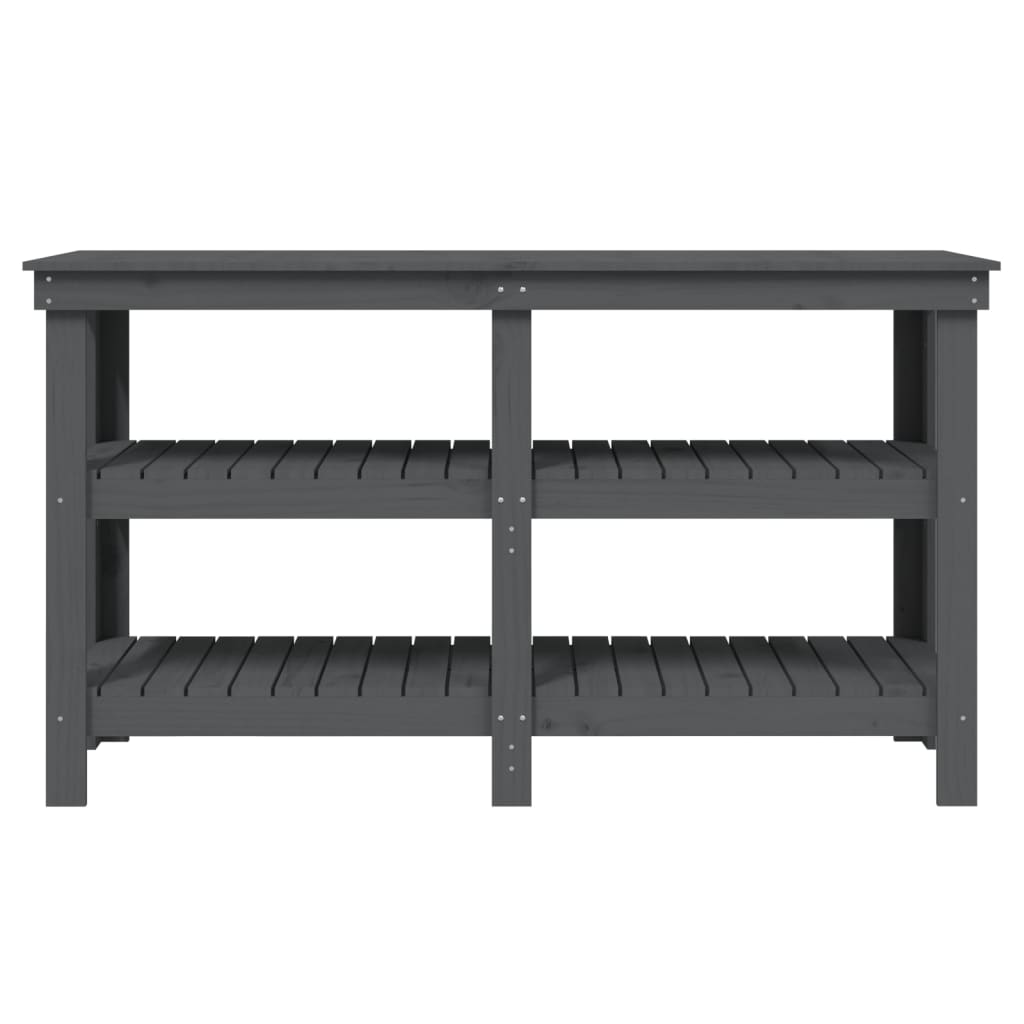 Banco da Lavoro Grigio 142,5x50x80 cm in Legno Massello di Pino - homemem39
