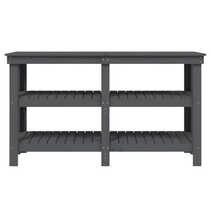 Banco da Lavoro Grigio 142,5x50x80 cm in Legno Massello di Pino - homemem39