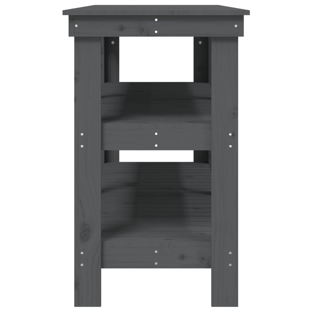 Banco da Lavoro Grigio 142,5x50x80 cm in Legno Massello di Pino - homemem39