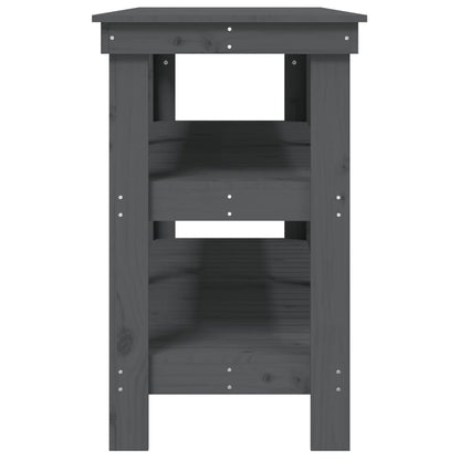Banco da Lavoro Grigio 142,5x50x80 cm in Legno Massello di Pino - homemem39