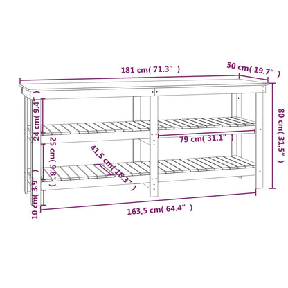 Banco da Lavoro 181x50x80 cm in Legno Massello di Pino | homemem39