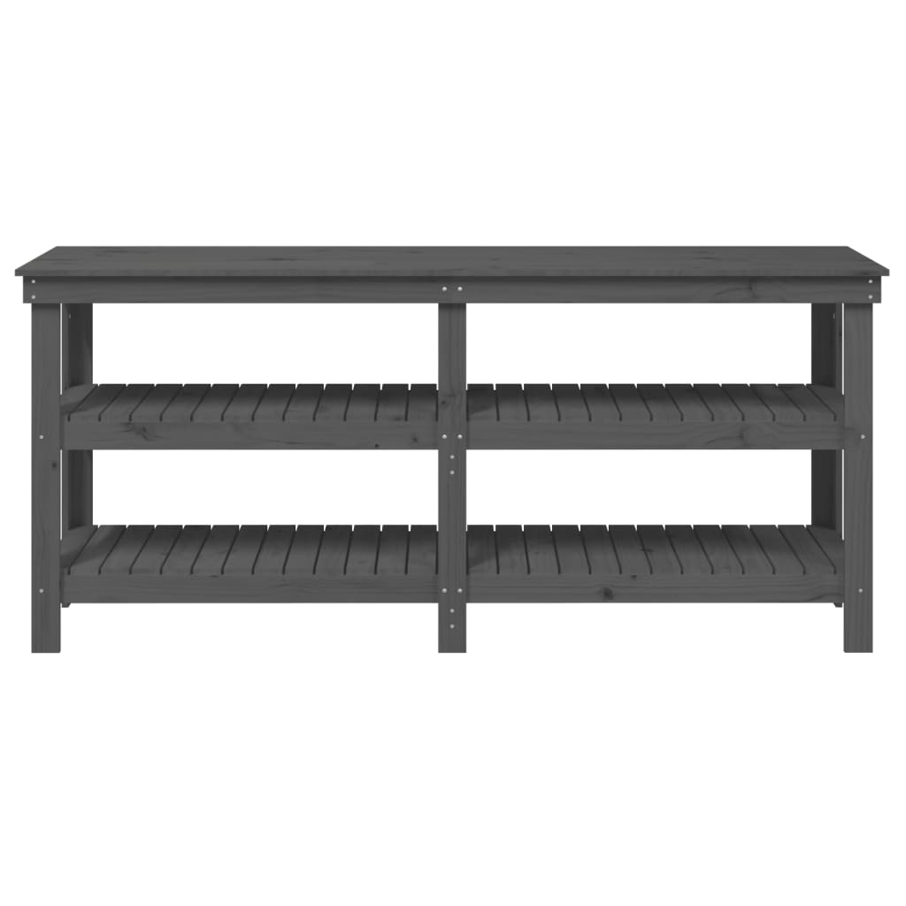 Banco da Lavoro Grigio 181x50x80 cm in Legno Massello di Pino - homemem39