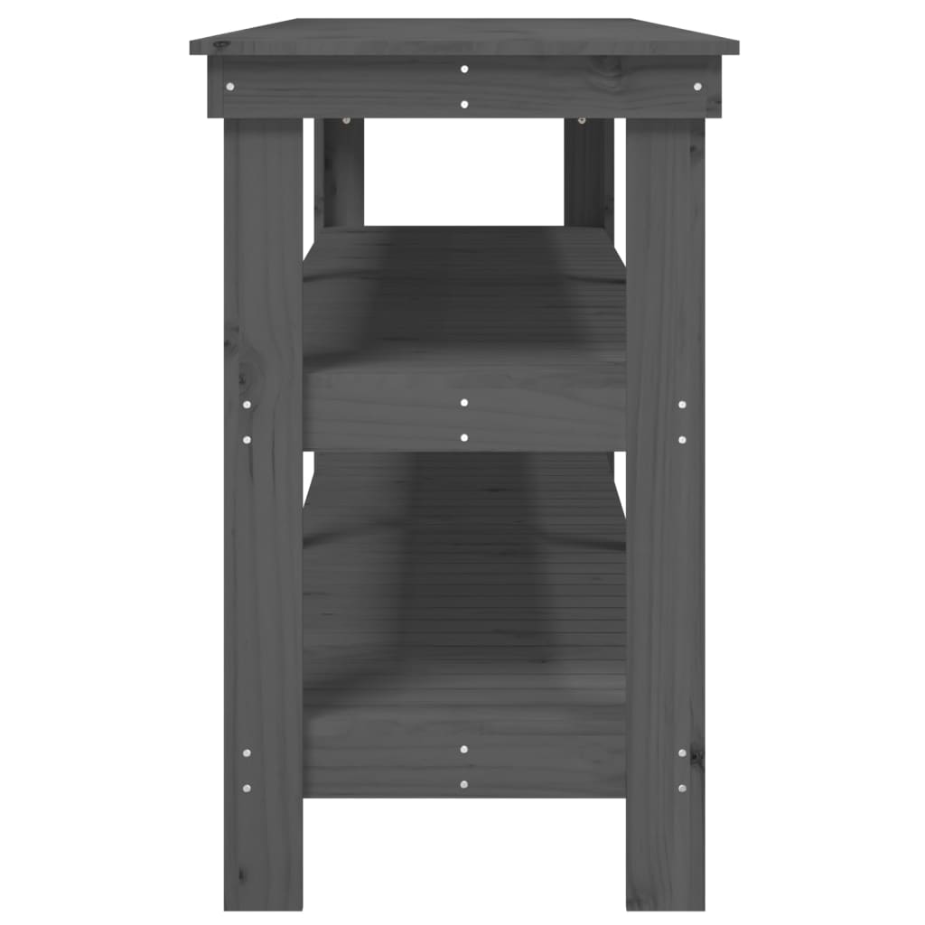 Banco da Lavoro Grigio 181x50x80 cm in Legno Massello di Pino - homemem39