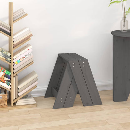 Sgabelli 2 pz grigio 40x40x45 cm in Legno Massello di Pino - homemem39