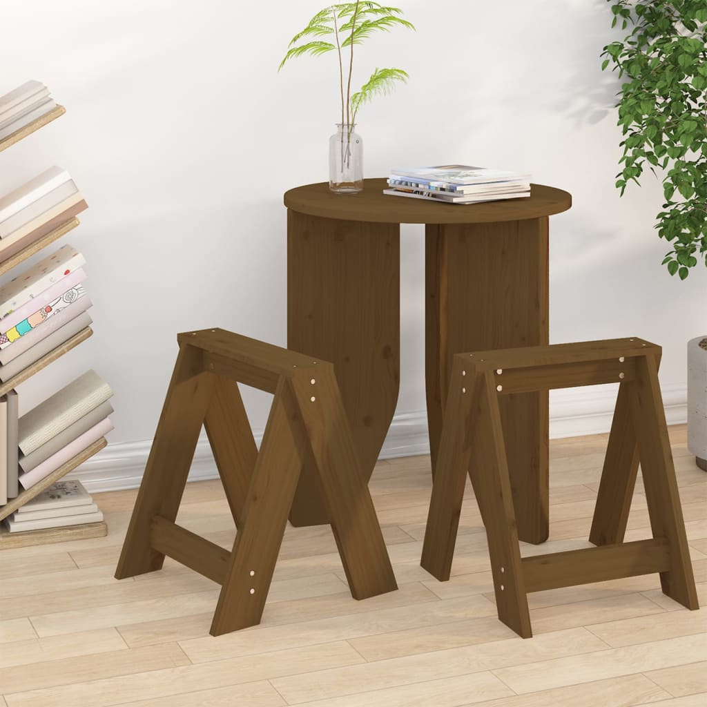 Sgabelli 2 pz Marrone Ambra 40x40x45 cm Legno Massello di Pino - homemem39