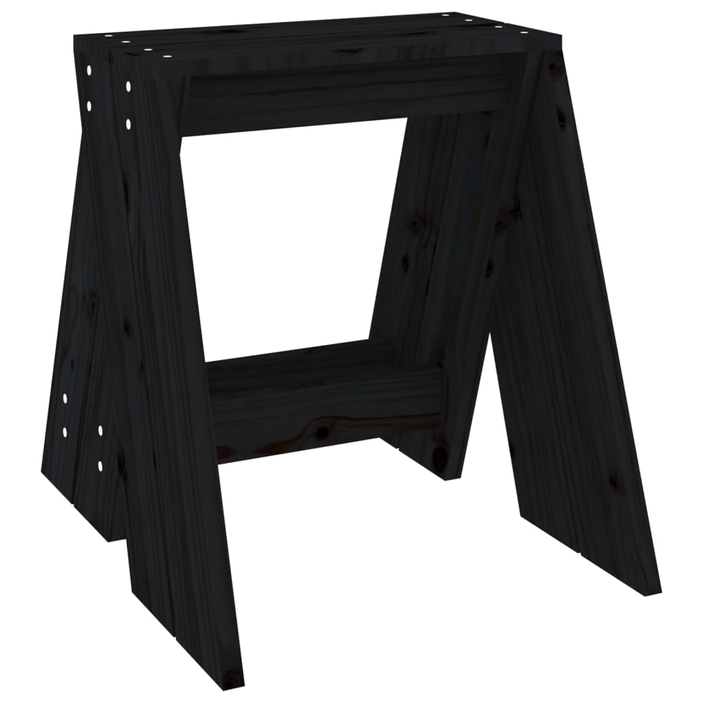 Sgabelli 2 pz Nero 40x40x45 cm in Legno Massello di Pino - homemem39