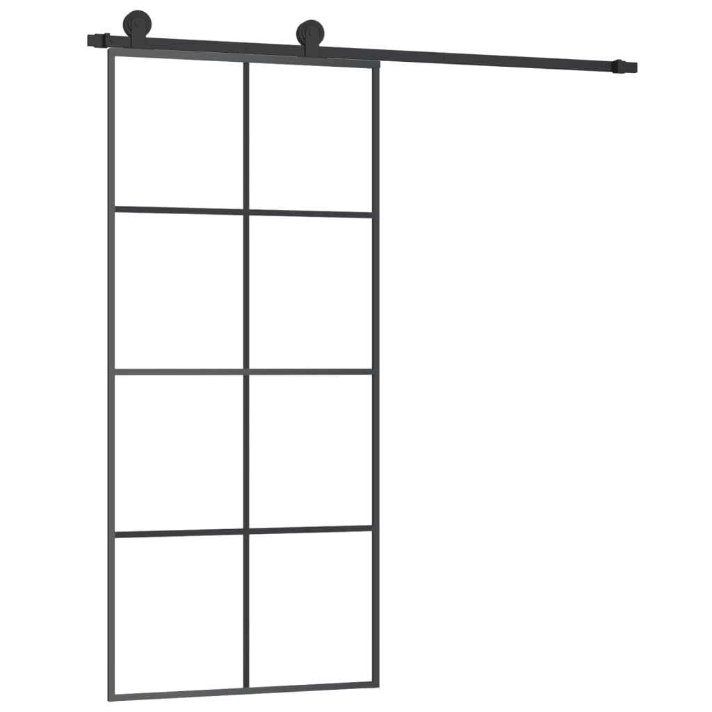 Porta Scorrevole con Ferramenta 90x205cm Vetro ESG Alluminio | homemem39