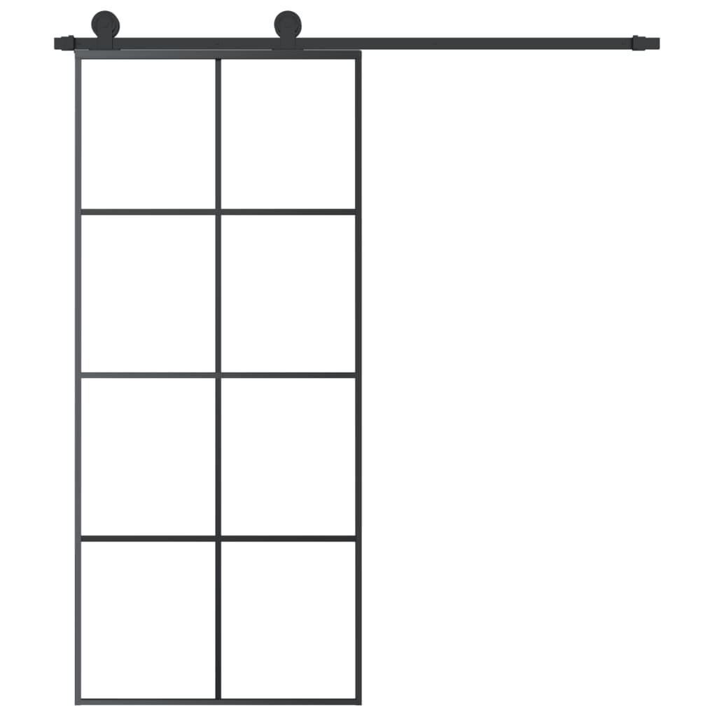 Porta Scorrevole con Ferramenta 90x205cm Vetro ESG Alluminio - homemem39