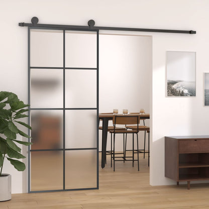 Porta Scorrevole con Ferramenta 90x205cm Vetro ESG Alluminio | homemem39