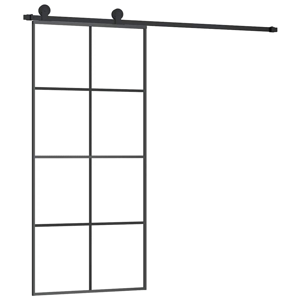 Porta Scorrevole con Ferramenta 90x205cm Vetro ESG Alluminio | homemem39