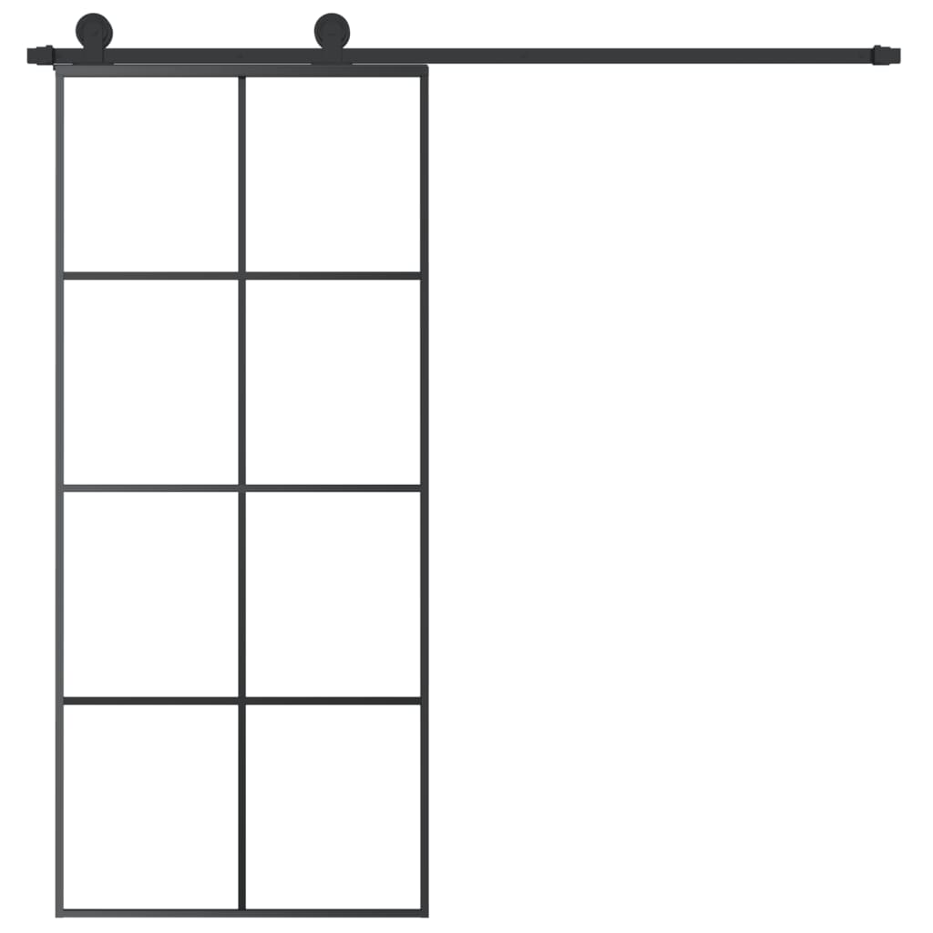 Porta Scorrevole con Ferramenta 90x205cm Vetro ESG Alluminio - homemem39