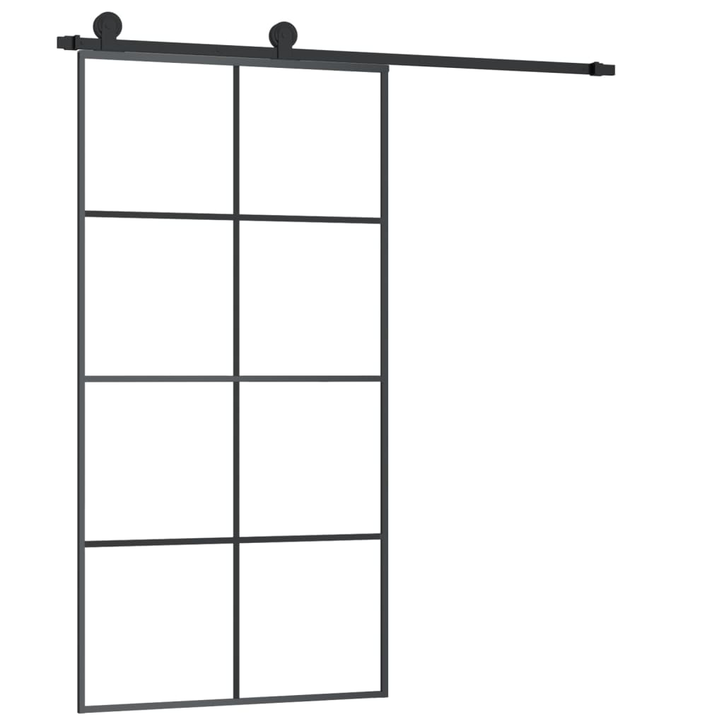 Porta Scorrevole con Ferramenta 102,5x205cm Vetro ESG Alluminio | homemem39