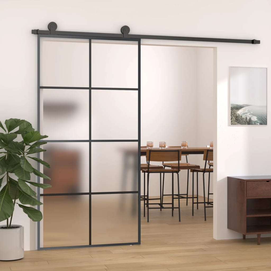 Porta Scorrevole con Ferramenta 102,5x205cm Vetro ESG Alluminio | homemem39