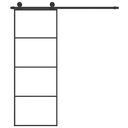 Porta Scorrevole con Ferramenta 76x205cm Vetro ESG Alluminio - homemem39