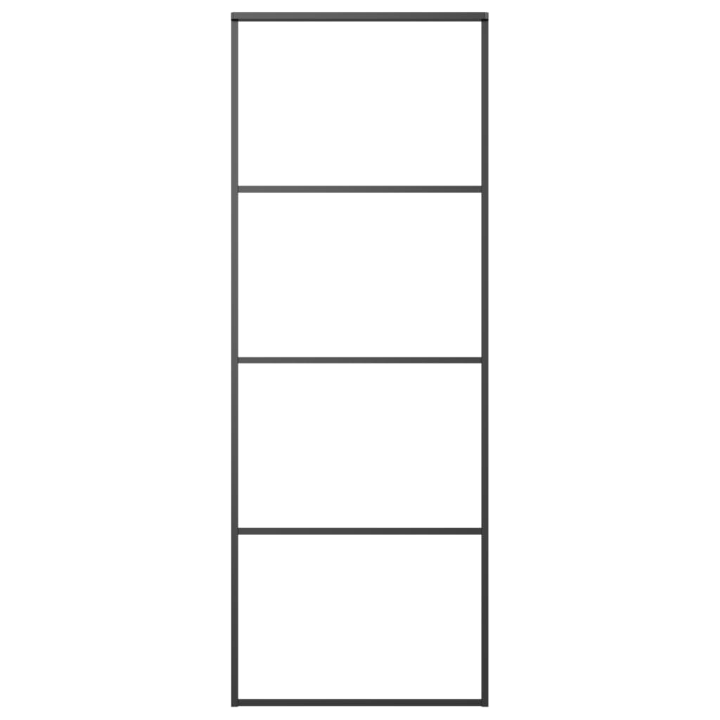 Porta Scorrevole con Ferramenta 76x205cm Vetro ESG Alluminio - homemem39