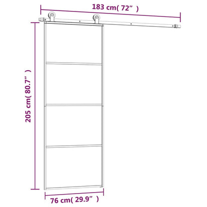 Porta Scorrevole con Ferramenta 76x205cm Vetro ESG Alluminio | homemem39