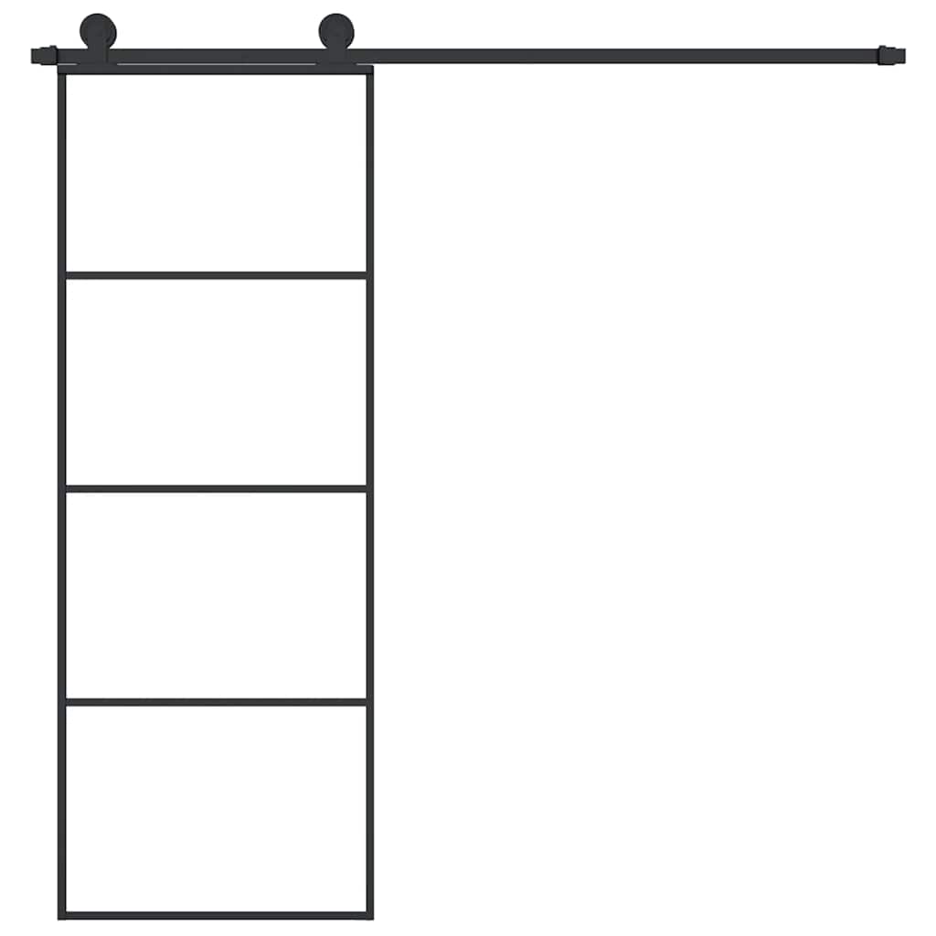 Porta Scorrevole con Ferramenta 76x205cm Vetro ESG Alluminio | homemem39