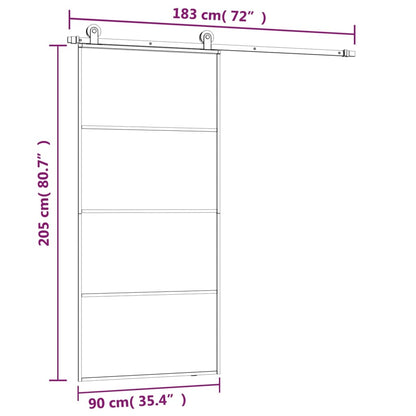 Porta Scorrevole con Ferramenta 90x205cm Vetro ESG Alluminio - homemem39