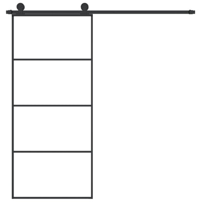 Porta Scorrevole con Ferramenta 90x205cm Vetro ESG Alluminio - homemem39