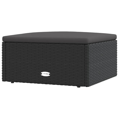 Poggiapiedi da Giardino con Cuscino in Polyrattan Nero - homemem39