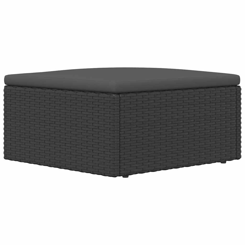 Poggiapiedi da Giardino con Cuscino in Polyrattan Nero - homemem39