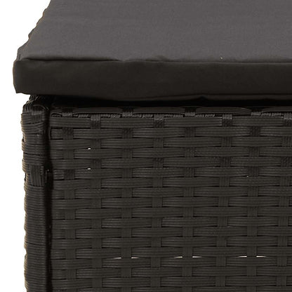 Poggiapiedi da Giardino con Cuscino in Polyrattan Nero - homemem39