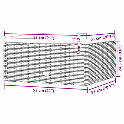 Poggiapiedi da Giardino con Cuscino in Polyrattan Nero