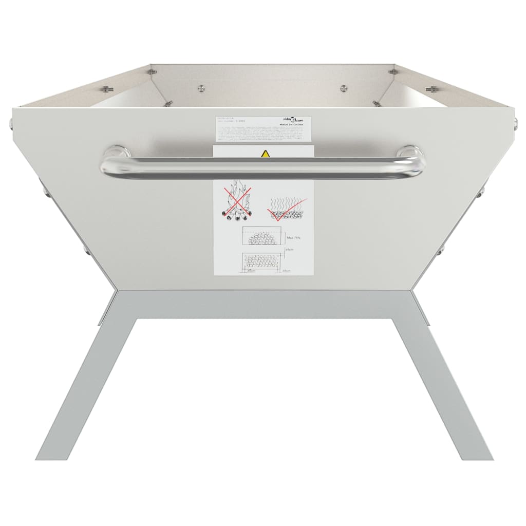 Vassoio per Barbecue Argento 158x42x31 cm Acciaio Inox | homemem39
