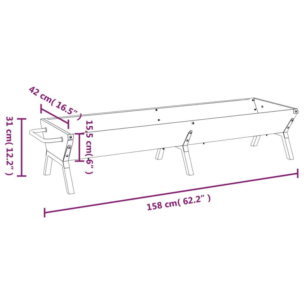 Vassoio per Barbecue Argento 158x42x31 cm Acciaio Inox | homemem39
