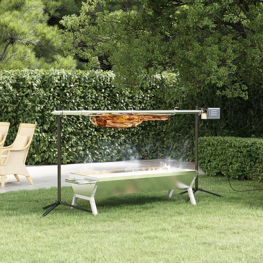 Vassoio per Barbecue Argento 118x42x30,5 cm Acciaio Inox | homemem39