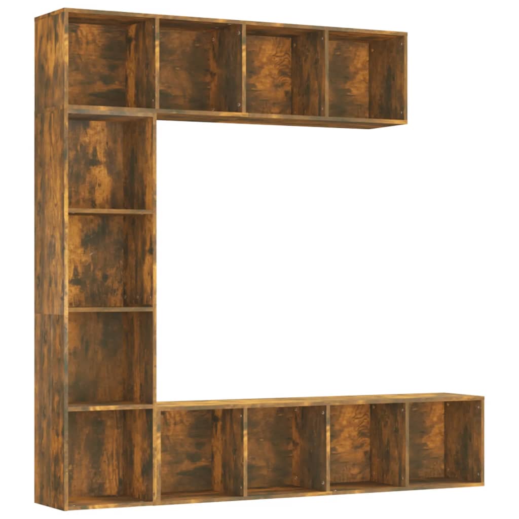 Set Mobili Libreria / Porta TV 3 pz Rovere Fumo 180x30x180 cm | homemem39