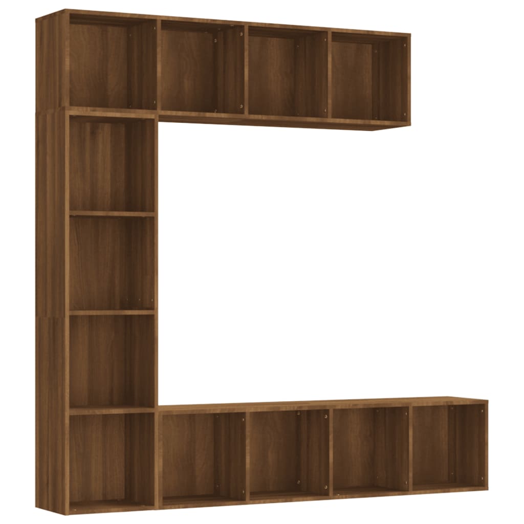 Set Mobili Libreria / Porta TV 3pz Rovere Marrone 180x30x180 cm - homemem39