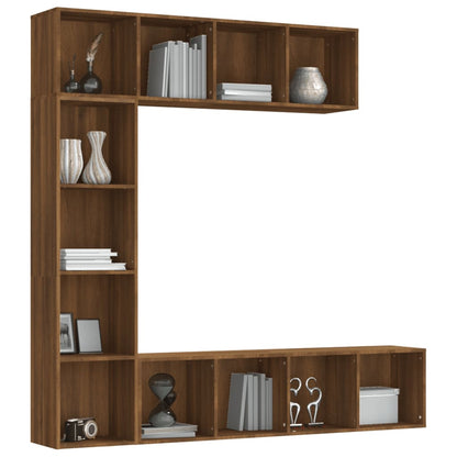 Set Mobili Libreria / Porta TV 3pz Rovere Marrone 180x30x180 cm - homemem39