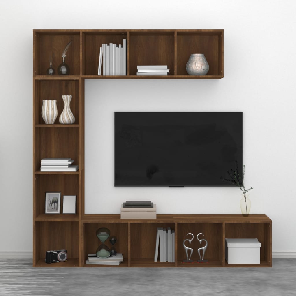 Set Mobili Libreria / Porta TV 3pz Rovere Marrone 180x30x180 cm - homemem39