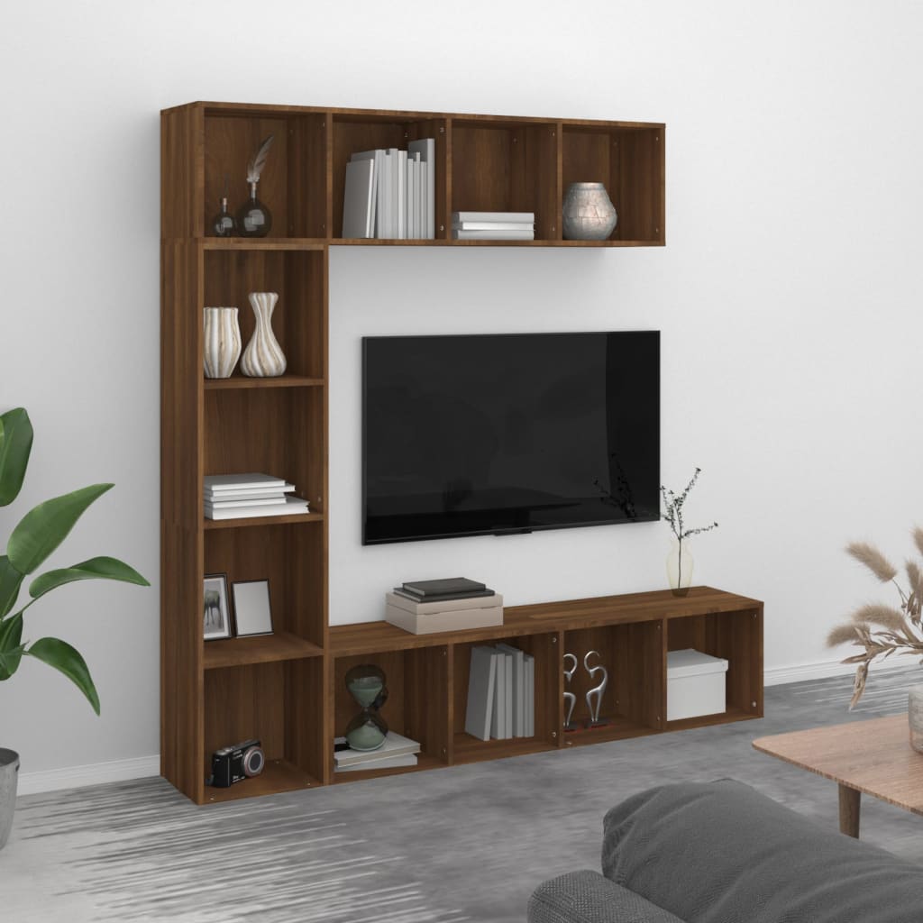 Set Mobili Libreria / Porta TV 3pz Rovere Marrone 180x30x180 cm - homemem39