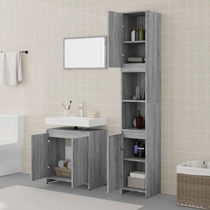 Set Mobili da Bagno 3 pz Grigio Sonoma in Legno Multistrato | homemem39