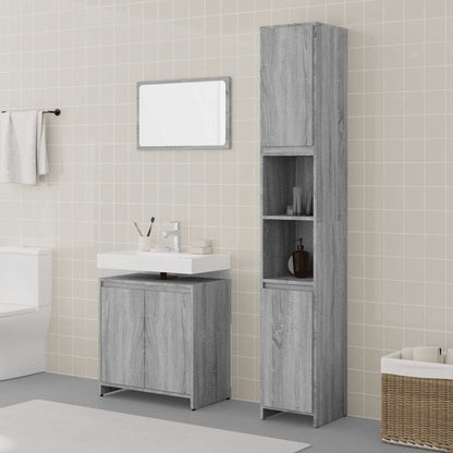 Set Mobili da Bagno 3 pz Grigio Sonoma in Legno Multistrato | homemem39