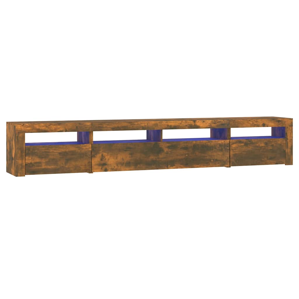 Mobile Porta TV con Luci LED Rovere Fumo 240x35x40 cm | homemem39