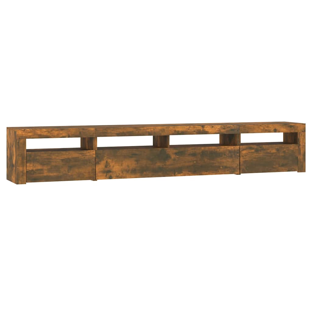 Mobile Porta TV con Luci LED Rovere Fumo 240x35x40 cm | homemem39
