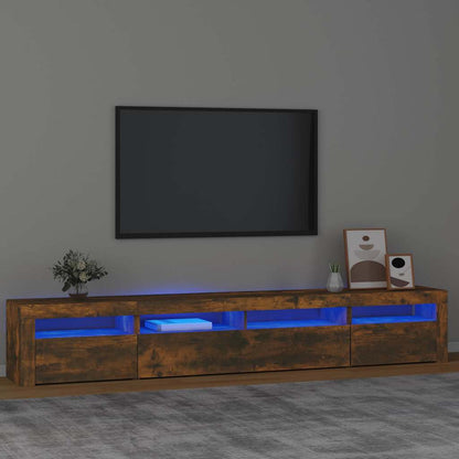 Mobile Porta TV con Luci LED Rovere Fumo 240x35x40 cm | homemem39