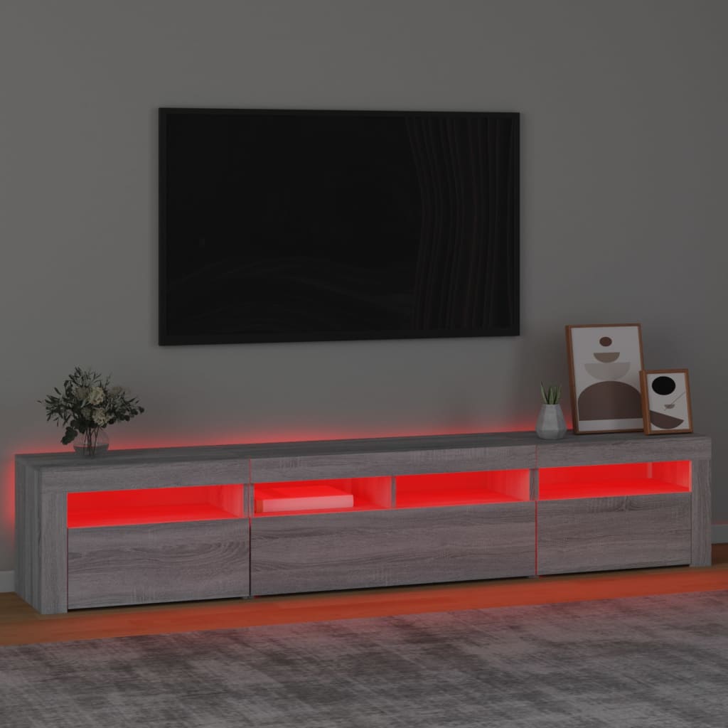 Mobile Porta TV con Luci LED Grigio Sonoma 210x35x40 cm - homemem39