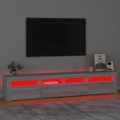 Mobile Porta TV con Luci LED Grigio Sonoma 210x35x40 cm - homemem39