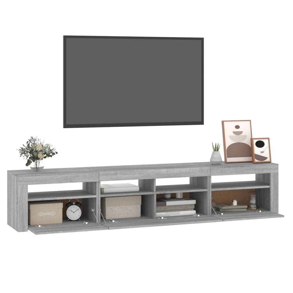 Mobile Porta TV con Luci LED Grigio Sonoma 210x35x40 cm - homemem39