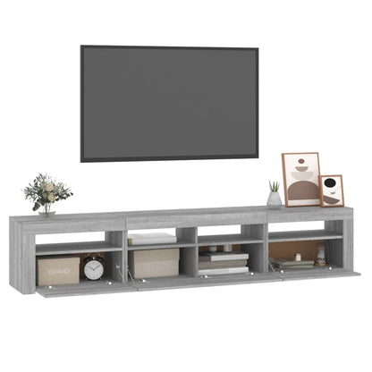 Mobile Porta TV con Luci LED Grigio Sonoma 210x35x40 cm - homemem39