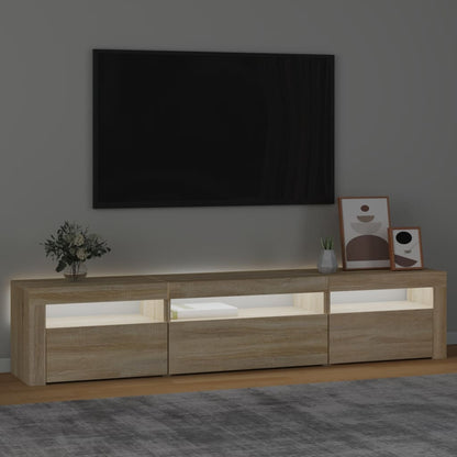 Mobile Porta TV con Luci LED Rovere Sonoma 195x35x40 cm