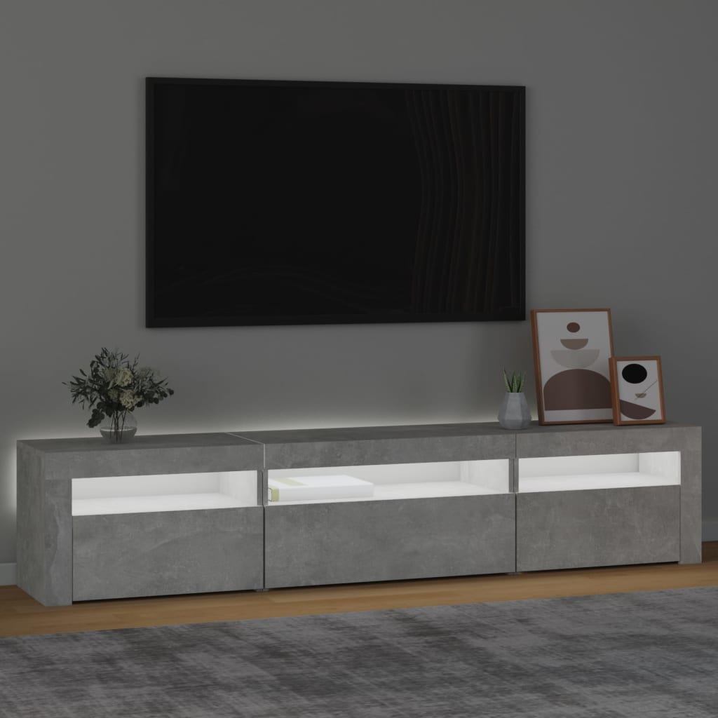 Mobile Porta TV con Luci LED Grigio Cemento 195x35x40 cm - homemem39