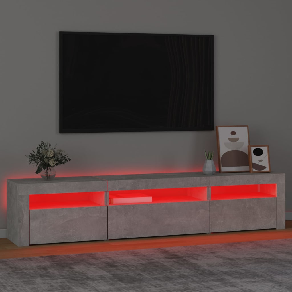 Mobile Porta TV con Luci LED Grigio Cemento 195x35x40 cm - homemem39