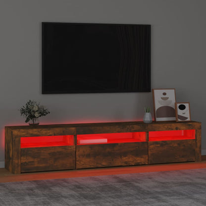 Mobile Porta TV con Luci LED Rovere Fumo 195x35x40 cm