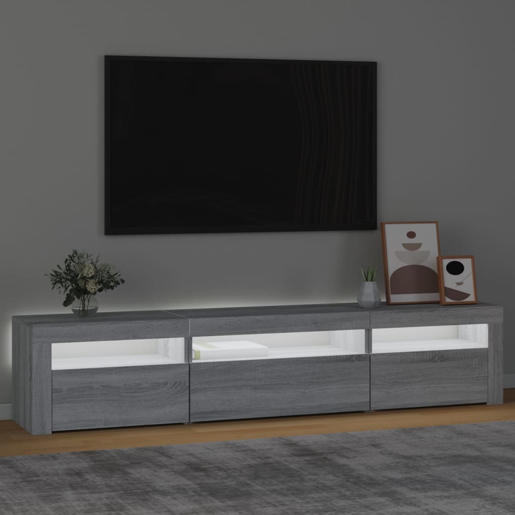 Mobile Porta TV con Luci LED Grigio Sonoma 195x35x40 cm - homemem39
