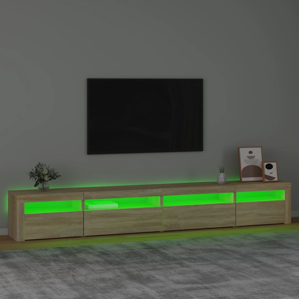 Mobile Porta TV con Luci LED Rovere Sonoma 270x35x40 cm